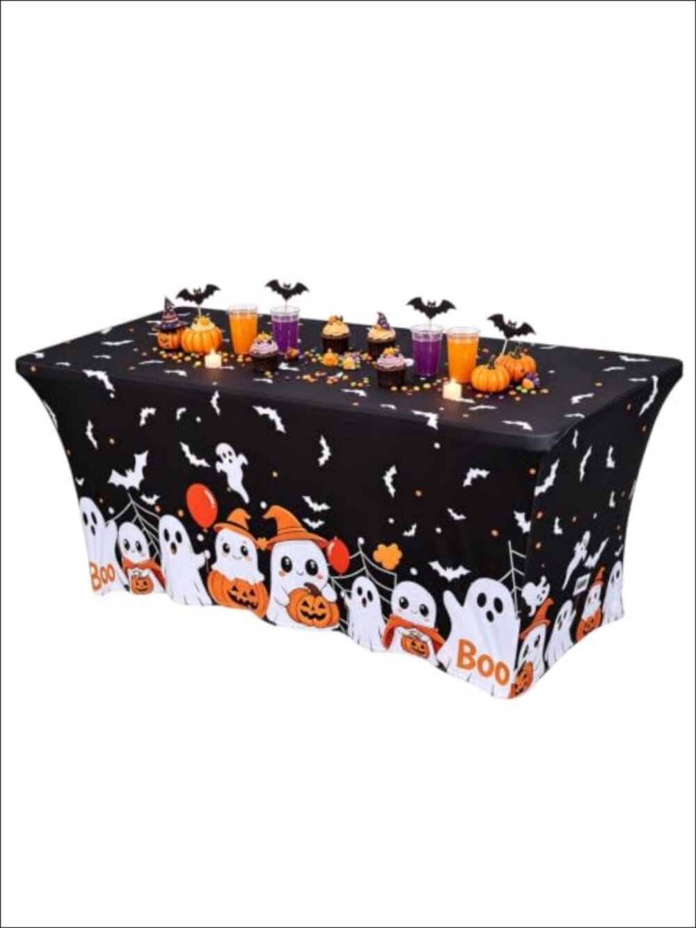 Halloween Tablecloth Rectangle 6 FT 70.8x29.1 Inch Polyester Spooky Ghost Bat